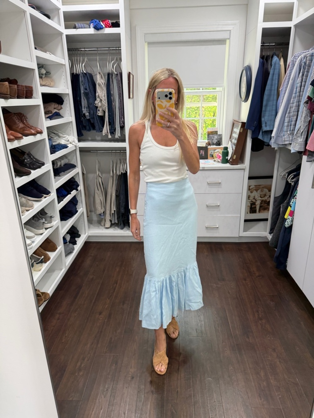 Mint Velvet Light Blue Ruffled Hem Linen Midi Skirt 4